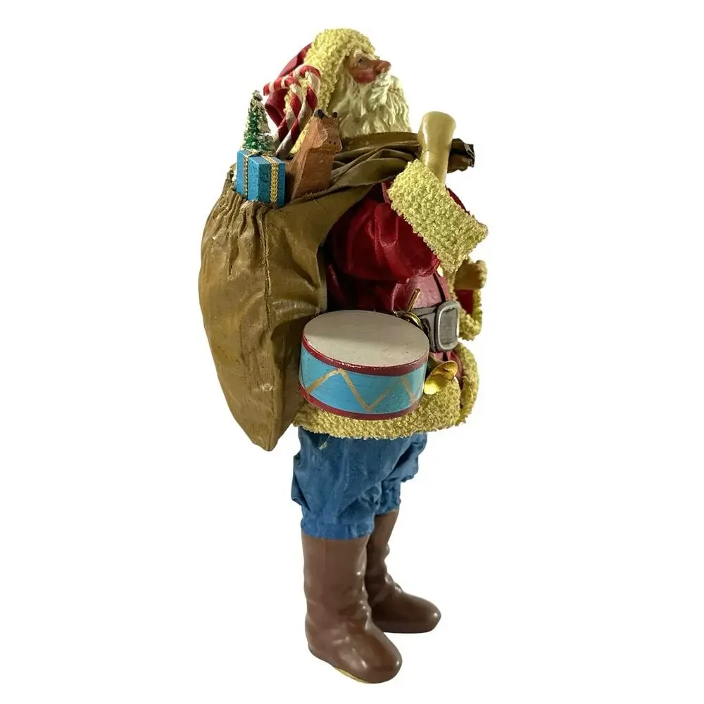 Vintage 1986 Possible Dreams Clothtique Santa 10” Drum Toy Sack Christmas Decor